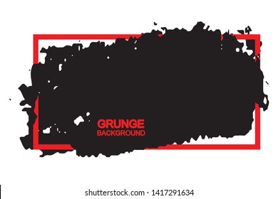 Grunge background black spot with red frame
