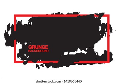 Grunge background black spot with red frame