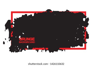 Grunge background black spot with red frame
