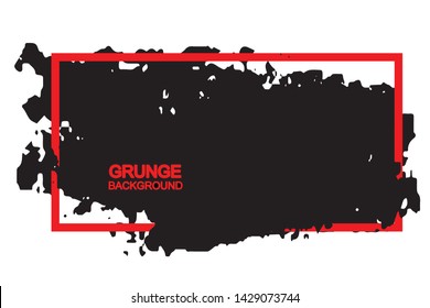 Grunge background black spot with red frame