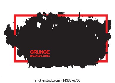 Grunge background black spot with red frame
