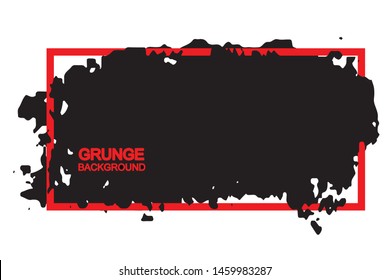 Grunge background black spot with red frame