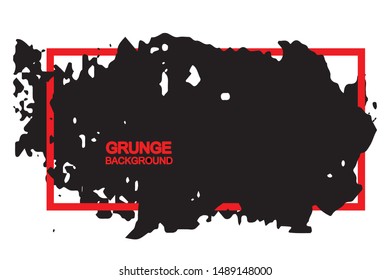 Grunge background black spot with red frame