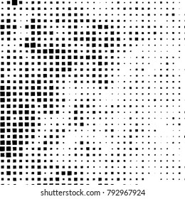 Grunge background of black squares on a white background. Vector monochrome pattern