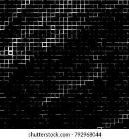 Grunge background of black squares on a white background. Vector monochrome pattern