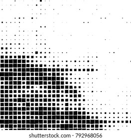 Grunge background of black squares on a white background. Vector monochrome pattern
