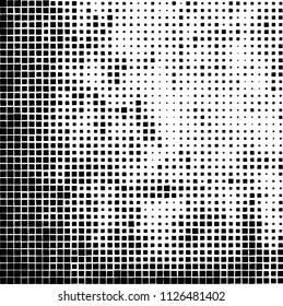 Grunge background of black squares randomly placed on a white background