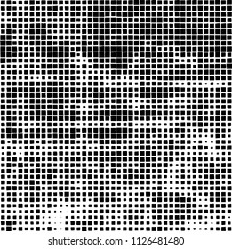 Grunge background of black squares randomly placed on a white background