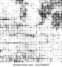 Grunge background of black squares randomly placed on a white background