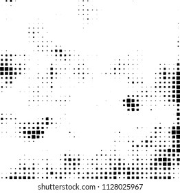 Grunge background of black squares randomly placed on a white background