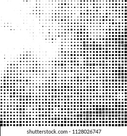 Grunge background of black squares randomly placed on a white background