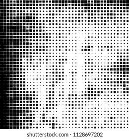 Grunge background of black squares randomly placed on a white background