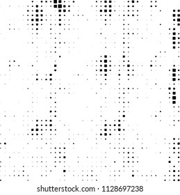 Grunge background of black squares randomly placed on a white background