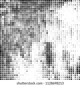 Grunge background of black squares randomly placed on a white background
