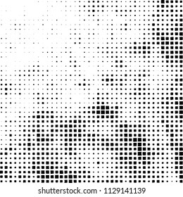 Grunge background of black squares randomly placed on a white background