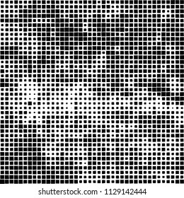 Grunge background of black squares randomly placed on a white background