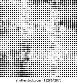 Grunge background of black squares randomly placed on a white background