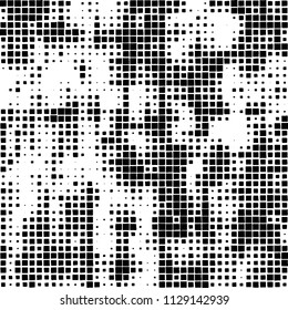 Grunge background of black squares randomly placed on a white background