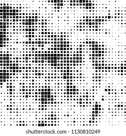 Grunge background of black squares randomly placed on a white background