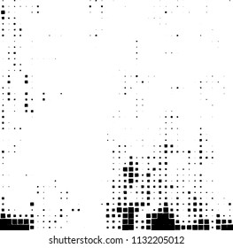 Grunge background of black squares randomly placed on a white background