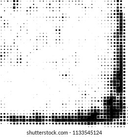 Grunge background of black squares randomly placed on a white background