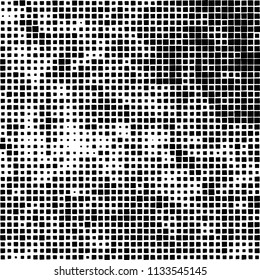 Grunge background of black squares randomly placed on a white background