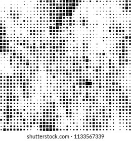 Grunge background of black squares randomly placed on a white background