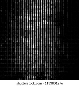 Grunge background of black squares randomly placed on a white background