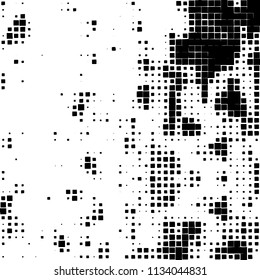 Grunge background of black squares randomly placed on a white background