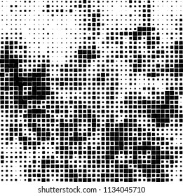 Grunge background of black squares randomly placed on a white background