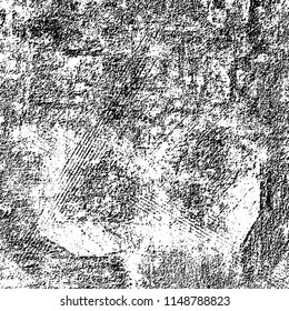 Grunge background black and white. Abstract vector pattern of cracks, dust, chipping