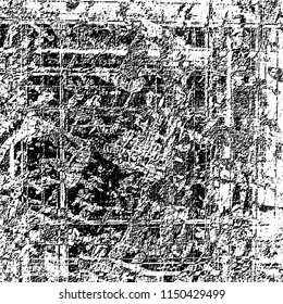 Grunge background black and white. Abstract vector pattern of cracks, dust, chipping