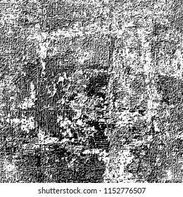 Grunge background black and white. Abstract vector pattern of cracks, dust, chipping