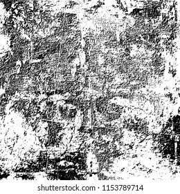Grunge background black and white. Abstract vector pattern of cracks, dust, chipping