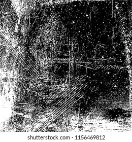 Grunge background black and white. Abstract vector pattern of cracks, dust, chipping