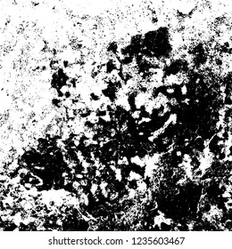 Grunge background black and white. Abstract vector texture scratches, chipped, dust, scuffs on old vintage surface
