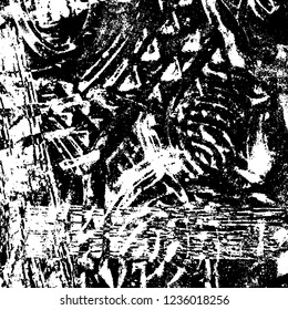 Grunge background black and white. Abstract vector texture scratches, chipped, dust, scuffs on old vintage surface