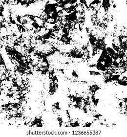 Grunge background black and white. Abstract vector texture scratches, chipped, dust, scuffs on old vintage surface