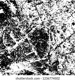Grunge background black and white. Abstract vector texture scratches, chipped, dust, scuffs on old vintage surface