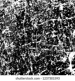 Grunge background black and white. Abstract vector texture scratches, chipped, dust, scuffs on old vintage surface