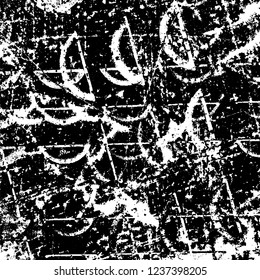 Grunge background black and white. Abstract vector texture scratches, chipped, dust, scuffs on old vintage surface