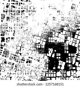Grunge background black and white. Abstract monochrome texture. Old vintage antique surface