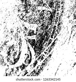 Grunge background black and white. Abstract monochrome texture. Old vintage antique surface