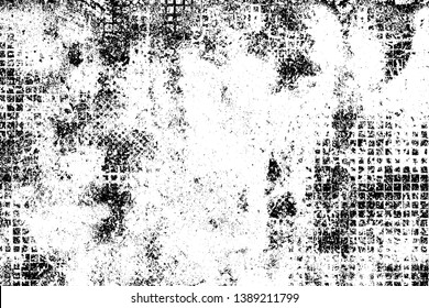 Grunge background black and white. Abstract vector texture of cracks, chips. Dirty monochrome background. The pattern of the old worn surface