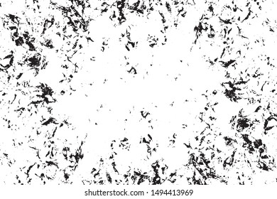 Grunge background black and white. Abstract vector monochrome texture of cracks, chips.