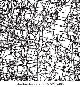 Grunge background black and white. Abstract vector texture seamless. A pattern of repeating randomly arranged elements