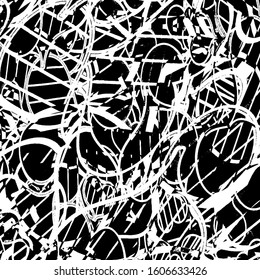 Grunge background black and white. Abstract vector texture of scratches, dirt