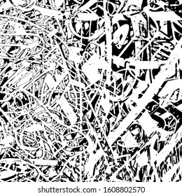 Grunge background black and white. Abstract vector texture of scratches, dirt