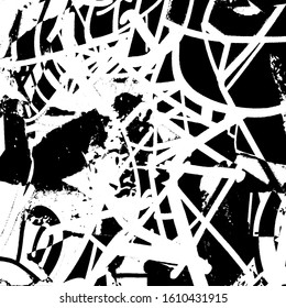 Grunge background black and white. Abstract vector texture of scratches, dirt