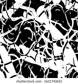 Grunge background black and white. Abstract vector texture of scratches, dirt